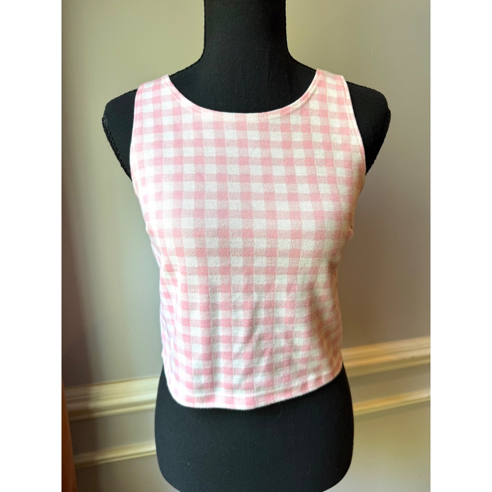 Altar'd‎ State Pink Gingham Sleeveless Crop Top Keyhole Back Size Medium